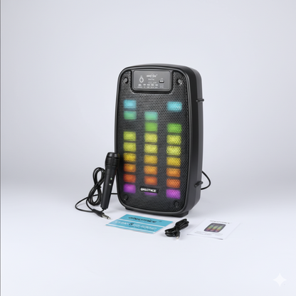 PARLANTE BLUETOOTH KARAOKE CON MICRÓFONO Y LUCES LED
